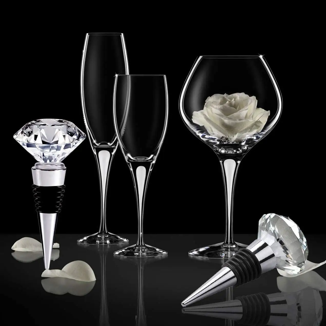 Tapón de cristal decorativo para botella de vino y bebidas, tapón reutilizable para vino