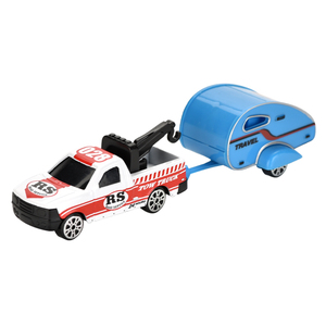 Voiture de tourisme à <span class=keywords><strong>remorque</strong></span> en alliage de simulation pour enfants, voiture de voyage coulissante, jouet de voiture en alliage avec outils de circulation, véhicules jouets en métal moulé sous pression pour enfants - Product Image 5