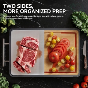 Tablas de Cortar de Metal Personalizadas de Doble Cara, Tabla de Cortar de Bambú y Titanio para Cocina, Apta para Grabado - Product Image 1