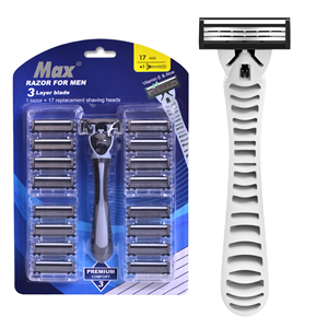 Triple Blade Swedish Stainless Steel Blades Plastic Handle Disposable System <b>Razor</b> for <b>Men</b> 1 Handle +17 Free Cartridges - Product Image 1