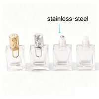Botol Roller Kaca Kosong Persegi Pipih Mewah 10ml Dengan Gantungan Kunci Carabiner untuk Kemasan Parfum, Minyak Esensial, dan Kosmetik
