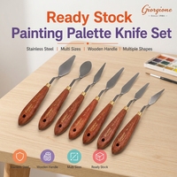 Couteau à palette Giorgione en stock, pièce unique, plusieurs tailles, lame en acier inoxydable, manche en bois, fournitures d'art, vente en gros