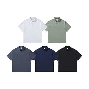 เสื้อโปโลผ้าฝ้ายเย็นสบายสำหรับฤดูร้อน แบบหลวม สีพื้น สำหรับเด็กผู้ชาย  รับสกรีนโลโก้ แฟชั่นสตรีท ปกเสื้อโปโล - Product Image 1