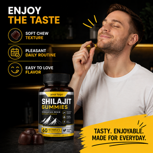 Gummies de Shilajit Bio Pur de l'Himalaya à Formule Personnalisée, Faible MOQ, Certifiées GMP, pour Vitalité Quotidienne, Concentration et Bien-être Minéral - Product Image 5