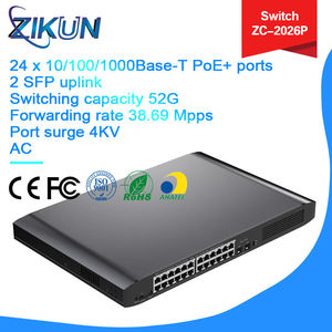 Commutateur Cloud Géré Gigabit 24 Ports ZC-2026P avec 24 Ports PoE+ 36 Gbit/s 16 VLAN Fibre Optique FTTX Zikun - Product Image 6