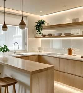 ตู้ครัวไม้แข็งครบชุดสำหรับการออกแบบห้องครัวที่หรูหรา - Product Image 1