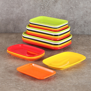 Assiettes carrées en mélamine plats et assiettes de restauration vertes modernes assiettes colorées pour restaurant - Product Image 3