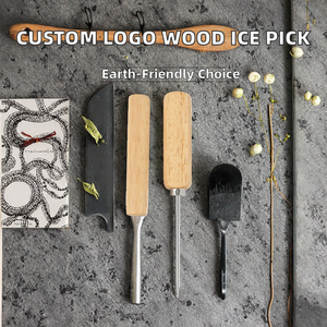 Customizable Logo Eco-Friendly Modern Solid Wood & Stainless Steel 15CM <b>Ice</b> <b>Picks</b> Anti-Slip Bar & Kitchen Tool - Product Image 2