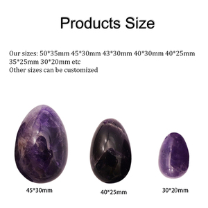 자연 자수정 크리스탈 계란 세트 3 개 손 조각 크리스탈 보석 케겔 옥 계란 치유 여성 선물 - Product Image 6