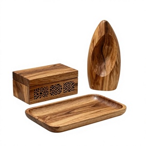 Juego de Baño de Madera al por Mayor con Porta Jabón, Vaso para Cepillos de Dientes y Dispensador a Juego para Tiendas Minoristas - Product Image 1