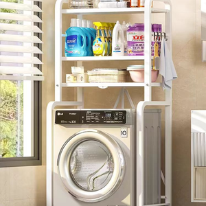 Bagno piano wc rack lavatrice portaoggetti asciugamano e mensola in metallo a 3 strati sopra la lavatrice - Product Image 1