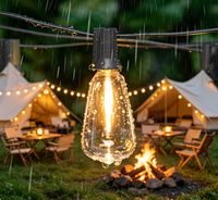 Guirlandes solaires d'extérieur 7,6m-30m ST38 avec ampoules LED Edison, étanches, pour patio, bistrot, lampe féerique avec charge USB-C