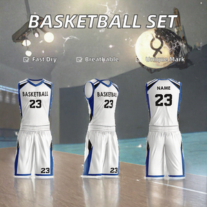 Ensemble d'uniformes de basketball pour adultes : Maillot sans manches et short en mesh pour l'entraînement, kit d'équipe personnalisé - Product Image 2