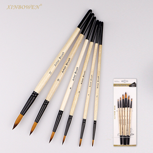 Xin Bowen - Juego de 6 Pinceles Profesionales de Nailon para Acuarela, Óleo y Acrílico, con Mangos de Madera para <span class=keywords><strong>Dibujo</strong></span> Artístico - Product Image 6
