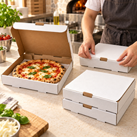 Boîte à pizza personnalisée en kraft avec couvercle à charnière et panneau de marquage frontal pour l'emballage de livraison de restaurants