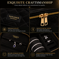 Boîte de rangement pour bijoux de luxe personnalisée, en velours, avec fermeture éclair, pour voyager, avec compartiments pour bagues, boucles d'oreilles, colliers, OEM