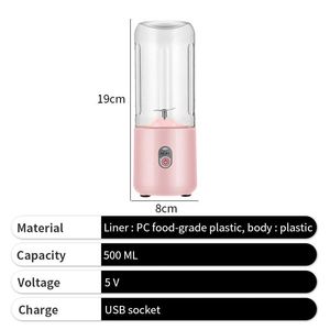 Mini Licuadora Inteligente para Frutas, 500 ml, Carga USB, Portátil, Mezcladora Eléctrica de Frutas de Escritorio para Mujeres - Product Image 4