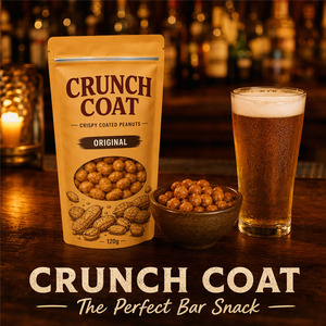 Crispy Coated Peanuts Bag Window Resealable Stand up Flat Bottom Crunchy Shell Food Packaging Pouch for Peanuts Bar Snack Wasabi - Product Image 6