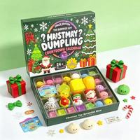 Calendrier de l'Avent de Noël 24+1 : Jouet Squishy en Caoutchouc Anti-stress, Boîte Mystère, Compte à Rebours de 24 Jours, Cadeau Surprise pour Enfants