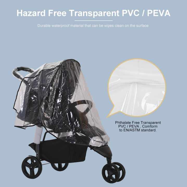 Stroller Accessories Universal Stroller Rain Cover Clear PVC