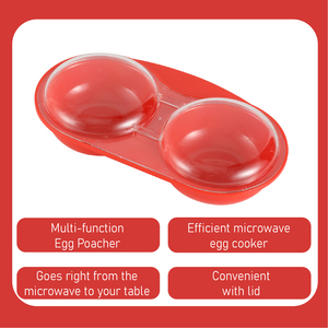 Outil de cuisine créatif pour le petit-déjeuner au <span class=keywords><strong>micro</strong></span>-ondes, double <span class=keywords><strong>tasse</strong></span>, poêle à pochée rouge, outil pour faire bouillir les œufs au <span class=keywords><strong>micro</strong></span>-ondes - Product Image 3