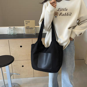 Sac fourre-tout tendance en toile grande capacité pour étudiant, style urbain minimaliste, idéal pour les trajets quotidiens - Product Image 4