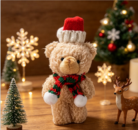 Ours en peluche miniatures mignons de Noël, très demandés, avec bonnet et écharpe tricotés, logo personnalisé, 13 cm, cadeaux de Noël pour enfants