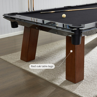 Table de billard professionnelle moderne et légère de 9 pieds en verre trempé noir table de snooker en chêne rouge table de billard en verre