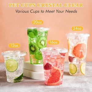 Custom Printing LOGO <b>Plastic</b> pp Pet <b>Cup</b> 98 mm 16 oz Disposable Cold <b>Drink</b> PET clear <b>Plastic</b> <b>Cups</b> with Lid - Product Image 4