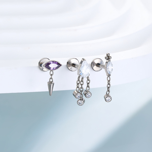 G23 Titan sụn Bông tai phẳng trở lại <span class=keywords><strong>flatback</strong></span> Stud Bông tai mũi đinh tán tragus Helix Conch labret Medusa piercing đồ trang sức - Product Image 3