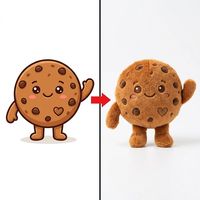 Peluche personnalisée en forme de biscuit, jouet doux avec joues rouges, motif facial brodé, artisanat sur mesure selon le croquis illustratif exclusif du client