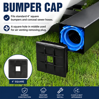 Capuchon d'extrémité carré noir Guankai RV de 4 pouces en PE pour camping-car, système d'évacuation des eaux usées durable et étanche, installation facile, pièces et accessoires pour camping-car 1815B