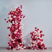 Décor de mariage réaliste en soie rose, arche de papillons, arrangement floral, fournitures de décoration de remise de diplôme, léger