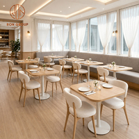 Ron Group - Banquette en forme de L personnalisée, table carrée en bois massif, chaise rembourrée en tissu, mobilier commercial pour restaurant