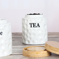 Ensemble de pots en céramique pour thé, café, sucre, avec couvercles en bois, boîte de rangement pour épices, pot à épices en céramique