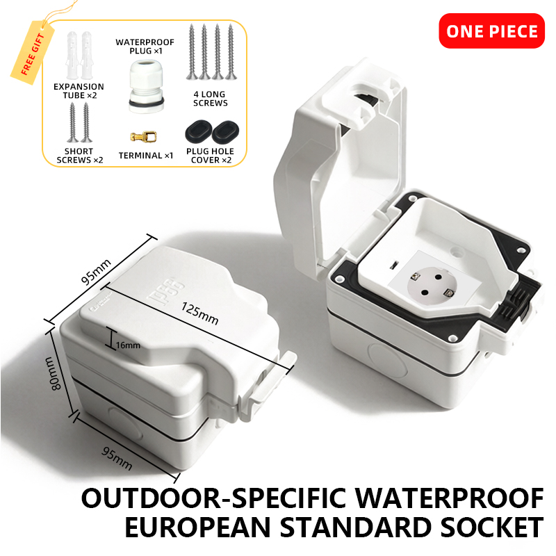 Enchufe impermeable para exteriores estilo alemán IP66