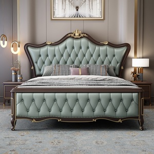 Lit plateforme élégant de style français capitonné avec tête de lit à volants, disponible en tailles King et <span class=keywords><strong>Queen</strong></span>, mobilier de chambre principale, décoration intérieure, montage facile - Product Image 4
