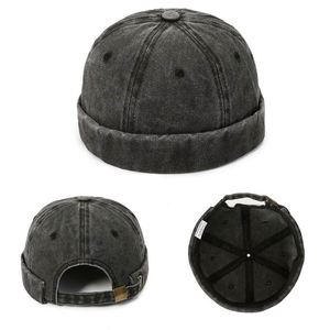 Custom Logo <b>Hats</b> <b>for</b> Men Women Buckle Docker Wash Cotton Retro <b>Hat</b> Adjustable Brimless Cap Promotional Gift - Product Image 1