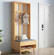 Modern Solid Wood Entryway <b>Bench</b> With Hooks And <b>Shoe</b> Storage Scandinavian Style Furniture For Home Use - Product Image 6