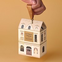 Boîte à bonbons de mariage motif maison avec poignée en ruban