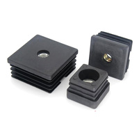 Inserts carrés pour tubes carrés avec filetage M8, embouts noirs en plastique pour roulettes, bouchons d'extrémité de chaise, meubles