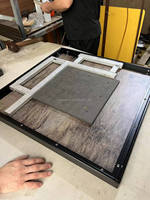 Table de salle à manger résistante aux intempéries et aux UV, durable, en HPL de 0,59'', 24''x30'', ronde, en marbre noir, en stratifié haute pression