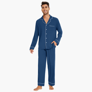 Bamboo Men's Sleepwear 100% Cotton Pajama Sets Breathable Full Season <b>Pyjama</b> Mens Homewear Casual Bamboo Pajamas <b>For</b> Men - Product Image 2
