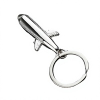 Porte-clés en alliage de zinc 3D personnalisé en forme d'avion, vente en gros, avec pendentif métallique durable pour les fans d'aviation, cadeau promotionnel