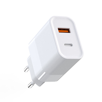 Cargador USB C+A de 30W con Doble Puerto, Carga Rápida PD, Enchufe Europeo, Cargador de Pared Compacto, Adaptador de Corriente para Teléfono Inteligente, Tableta y Portátil
