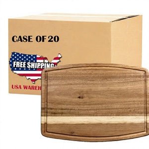 Skyjoy USA Local Wholesale 20 Pack Acacia Curve <b>Shape</b> 1.5cm Thick Cutting Board with Juice Groove for Laser Engraving Blanks - Product Image 2