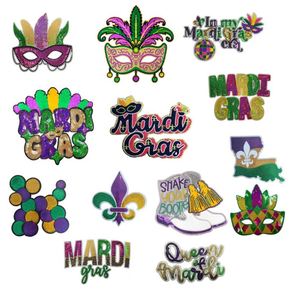 28cm Big <b>Iron</b> on Gold Glitter Sequin Chenille Mardi Gias Patch for Hat Hoodies Decoration - Product Image 1