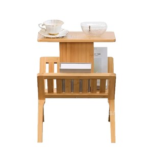 Nordic Minimalist Solid <b>Wood</b> Side <b>Table</b> With Bookshelf Storage <b>Foldable</b> Living Room Balcony Furniture - Product Image 5