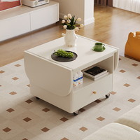 Table basse moderne en bois de caoutchouc extensible avec plateau relevable, roulettes et tiroir BJ205 #