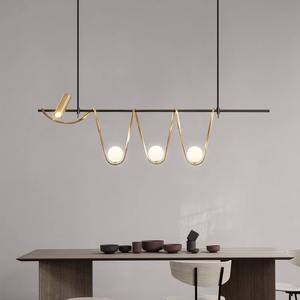 Luminaire LED d'art créatif nordique, luminaire suspendu minimaliste tendance pour restaurant, hall, bar et salon, design de ligne de luxe - Product Image 1